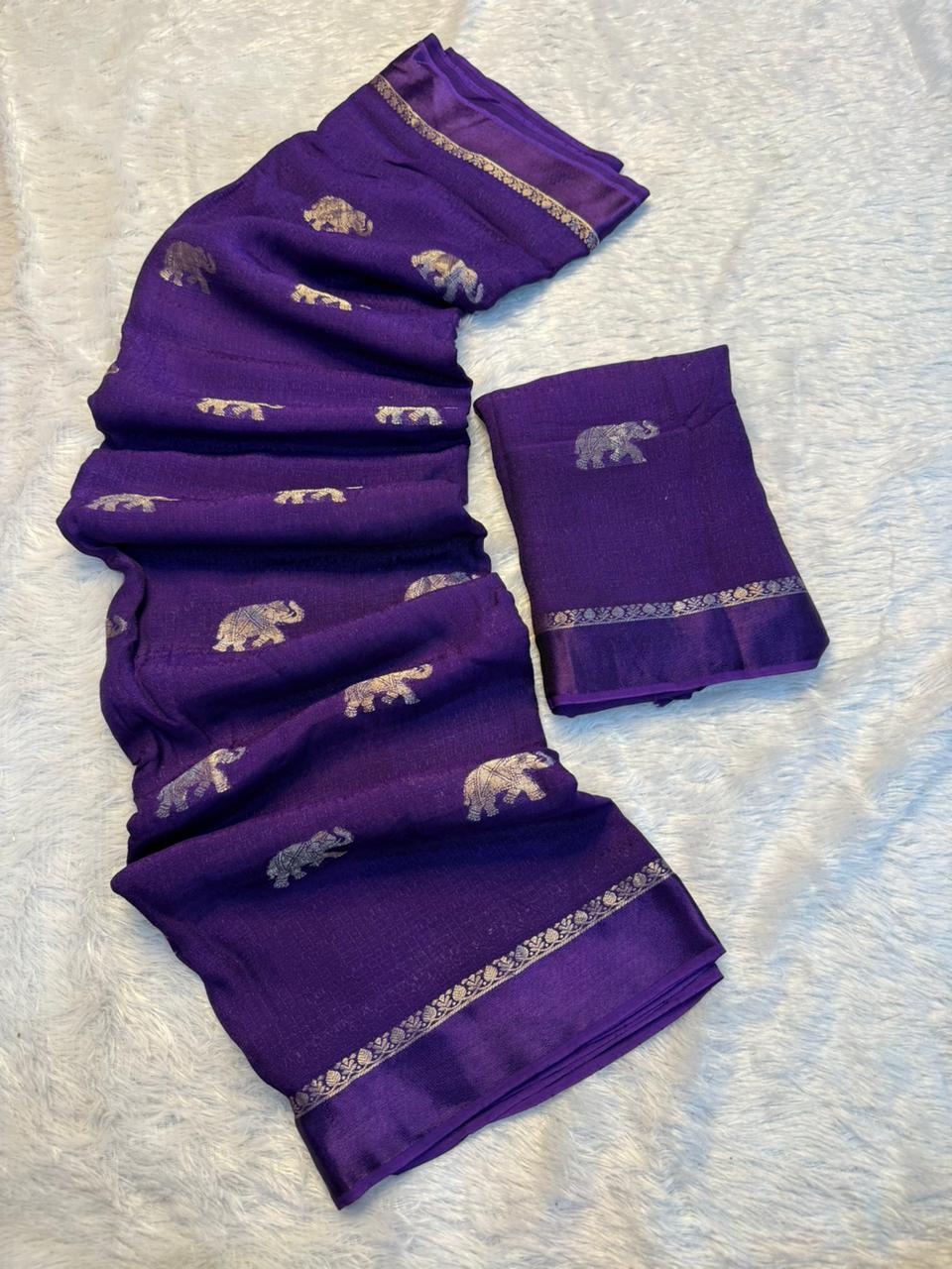 Traditional Wedding Wear Pure Soft Viscose Silk Jacquard Design n Satin Border Fancy Saree With Elegant Blouse Piece