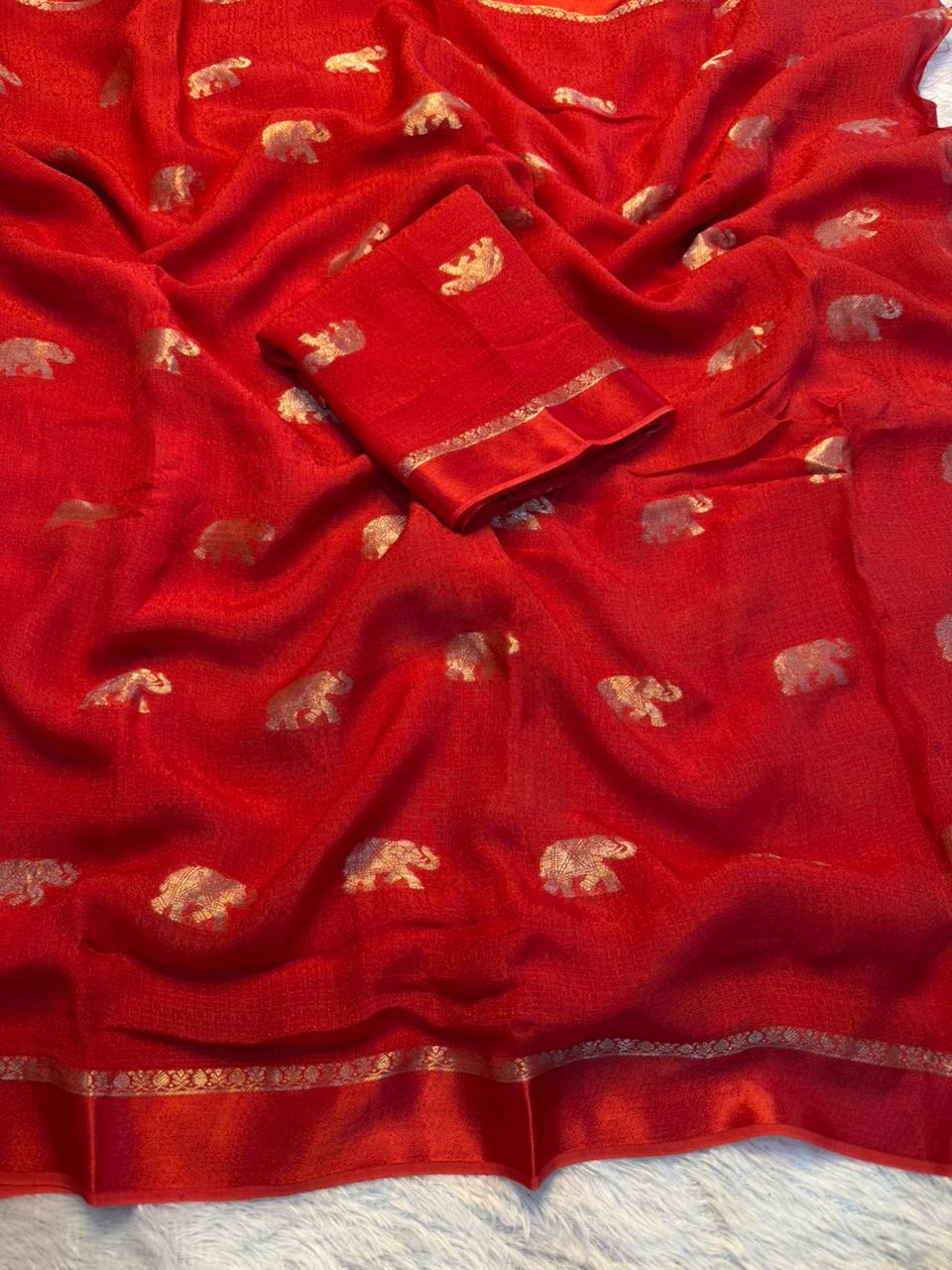 Traditional Wedding Wear Pure Soft Viscose Silk Jacquard Design n Satin Border Fancy Saree With Elegant Blouse Piece
