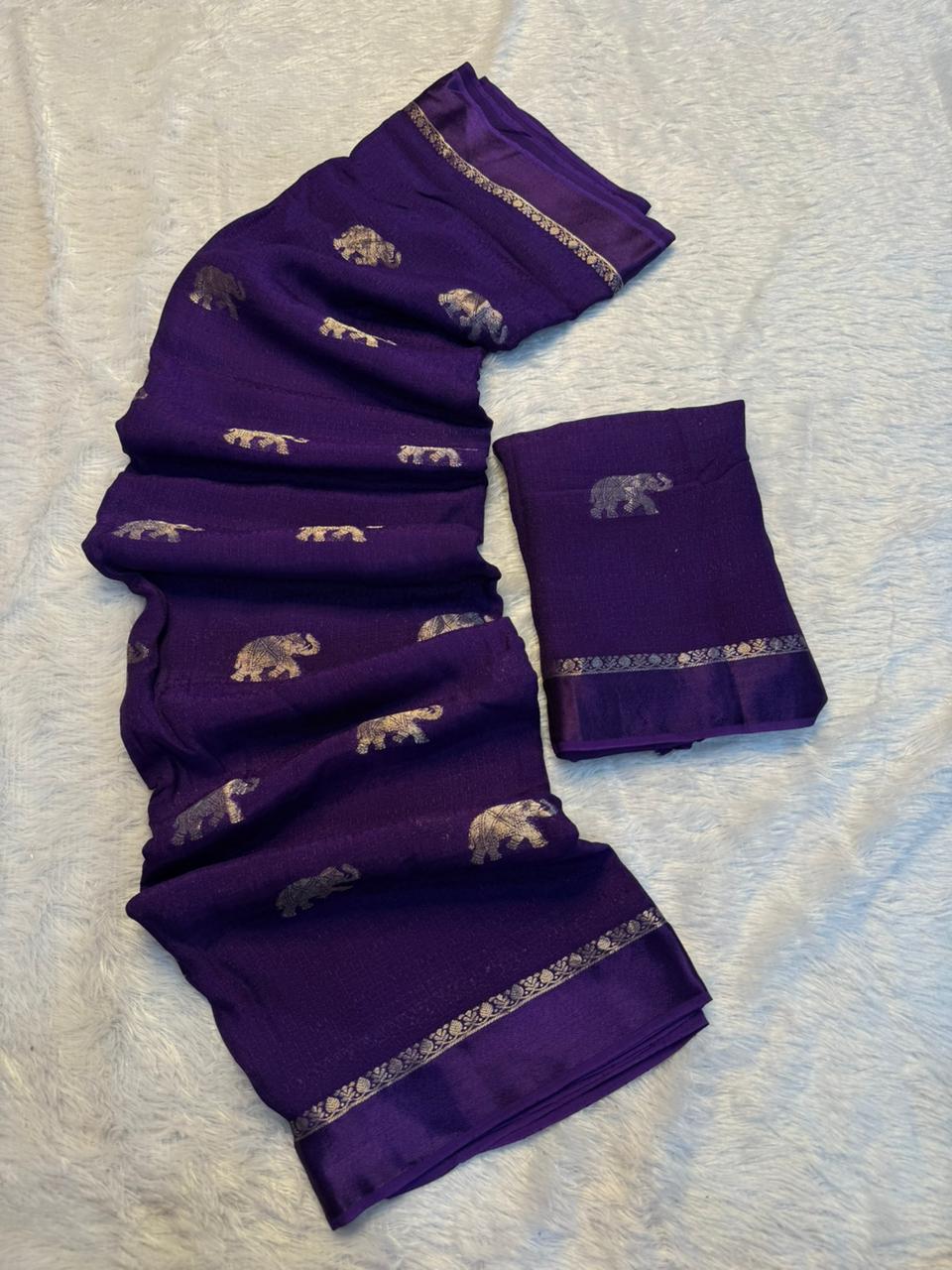 Traditional Wedding Wear Pure Soft Viscose Silk Jacquard Design n Satin Border Fancy Saree With Elegant Blouse Piece
