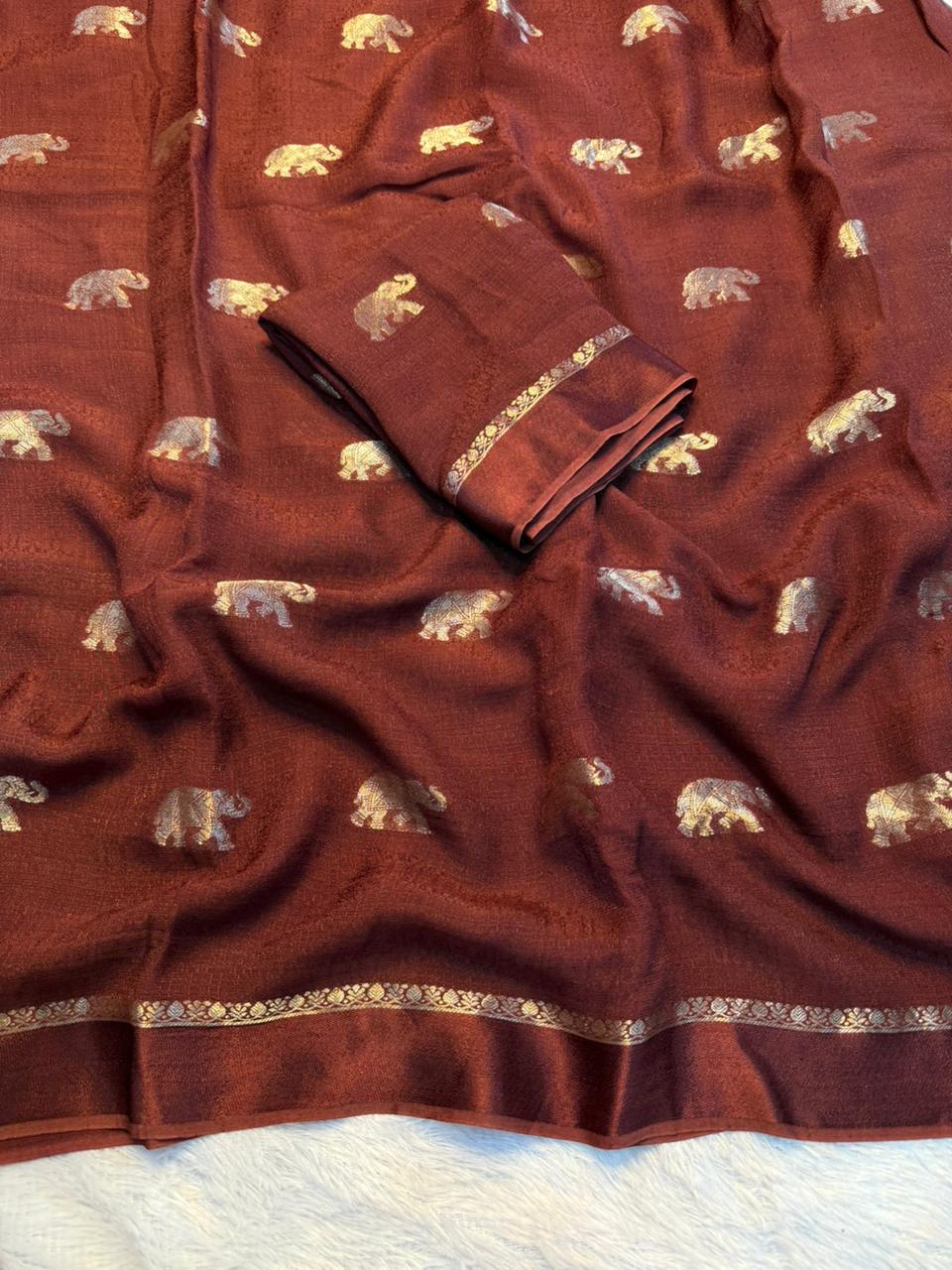 Traditional Wedding Wear Pure Soft Viscose Silk Jacquard Design n Satin Border Fancy Saree With Elegant Blouse Piece