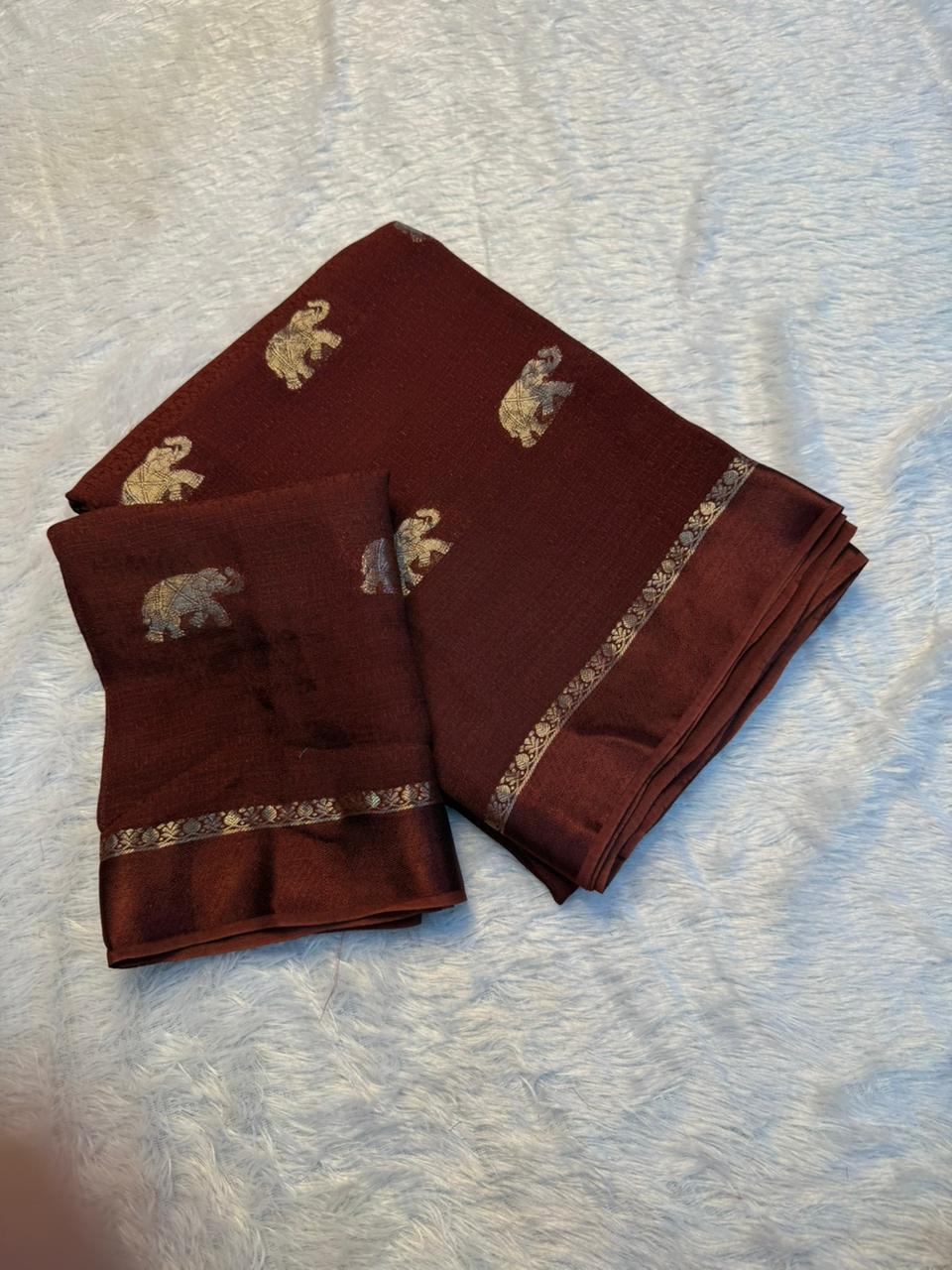 Traditional Wedding Wear Pure Soft Viscose Silk Jacquard Design n Satin Border Fancy Saree With Elegant Blouse Piece