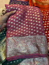 Load image into Gallery viewer, Redolent Party Wear Pure Viscose Georgette Jacquard Zari Weaving Work Fancy Designer Saree For Wedding
