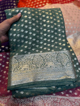 Load image into Gallery viewer, Redolent Party Wear Pure Viscose Georgette Jacquard Zari Weaving Work Fancy Designer Saree For Wedding

