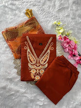 Load image into Gallery viewer, Charming Festive Wear Roman Silk Embroidery n Sequence Work Designer Straight Kurta With Trouser n Dupatta Set

