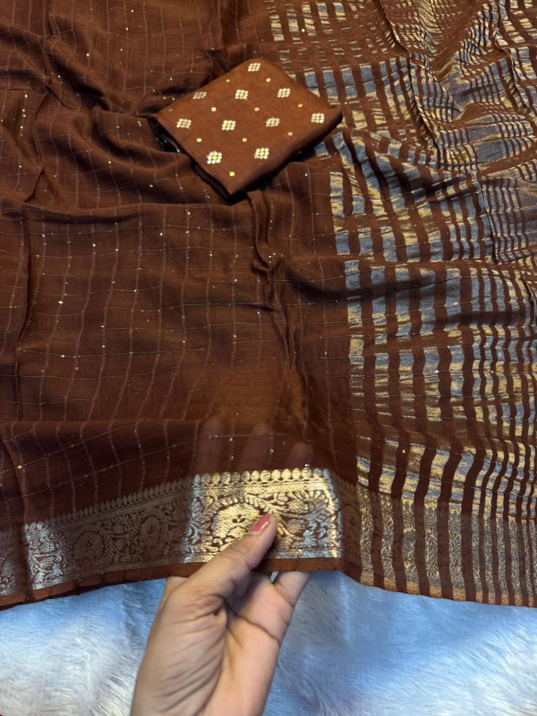 Graceful Function Wear Pure Viscose Jacquard Weaving Work Checks Design Rich Pallu Fancy Designer Saree