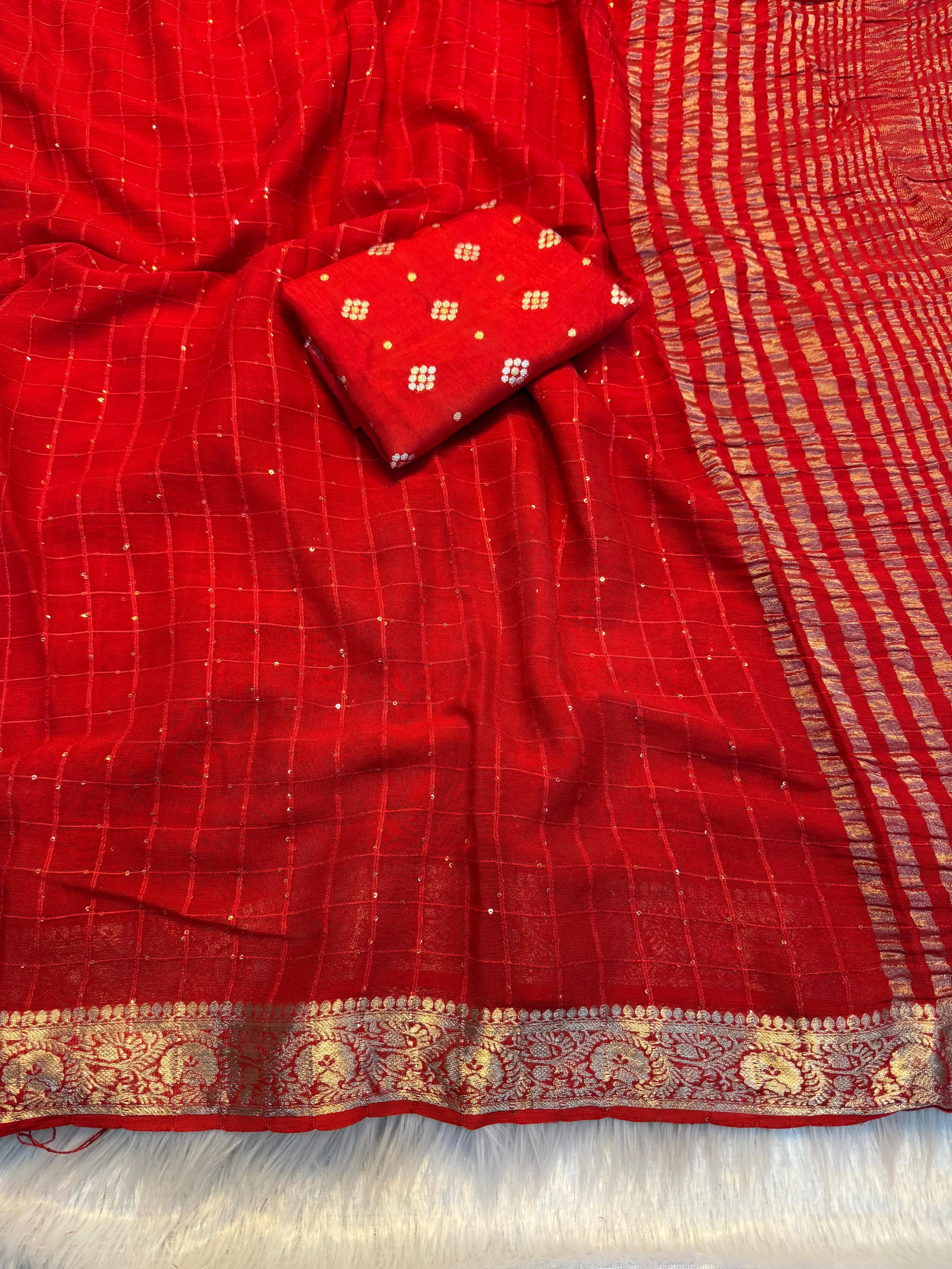 Graceful Function Wear Pure Viscose Jacquard Weaving Work Checks Design Rich Pallu Fancy Designer Saree