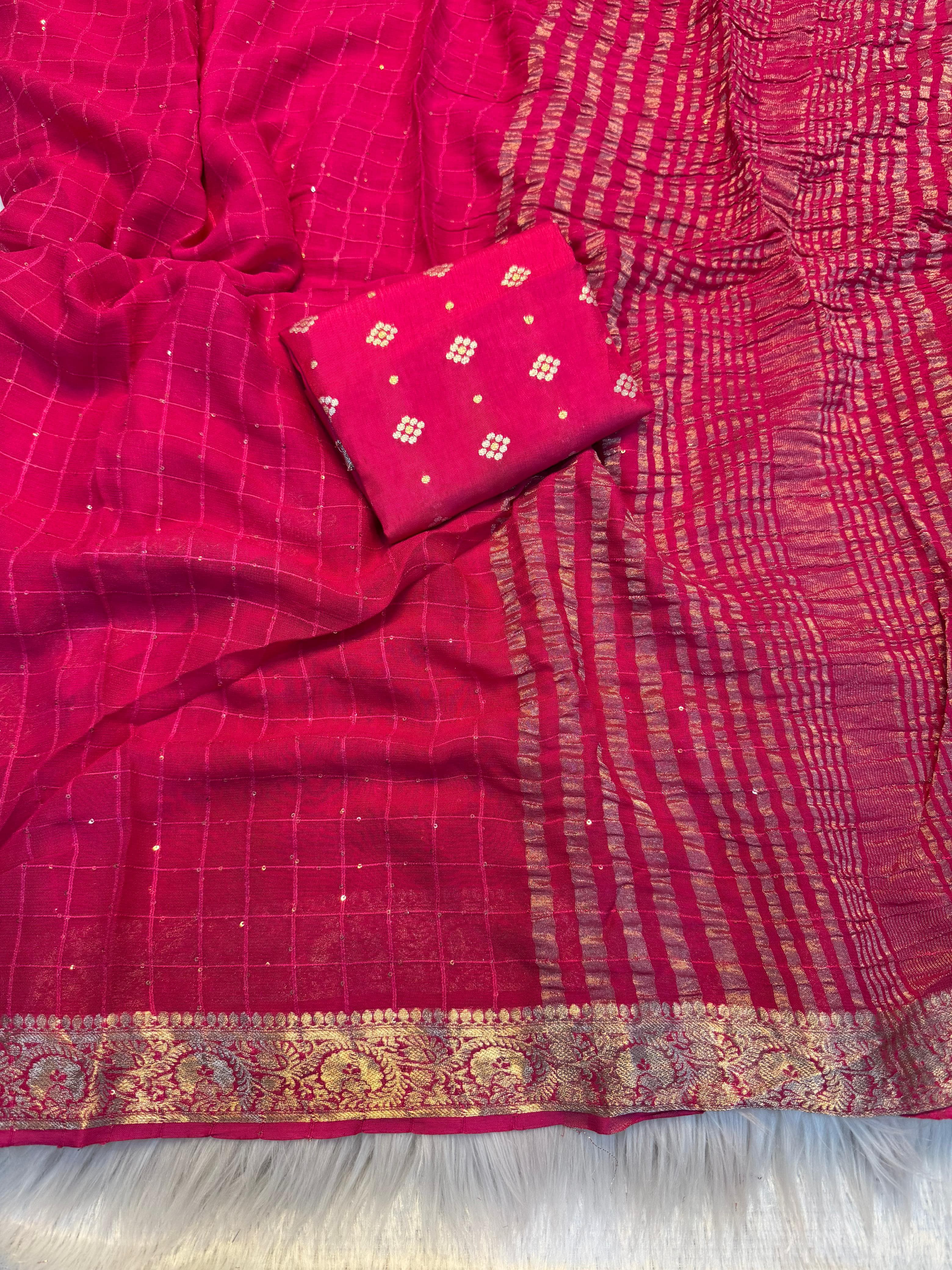 Graceful Function Wear Pure Viscose Jacquard Weaving Work Checks Design Rich Pallu Fancy Designer Saree