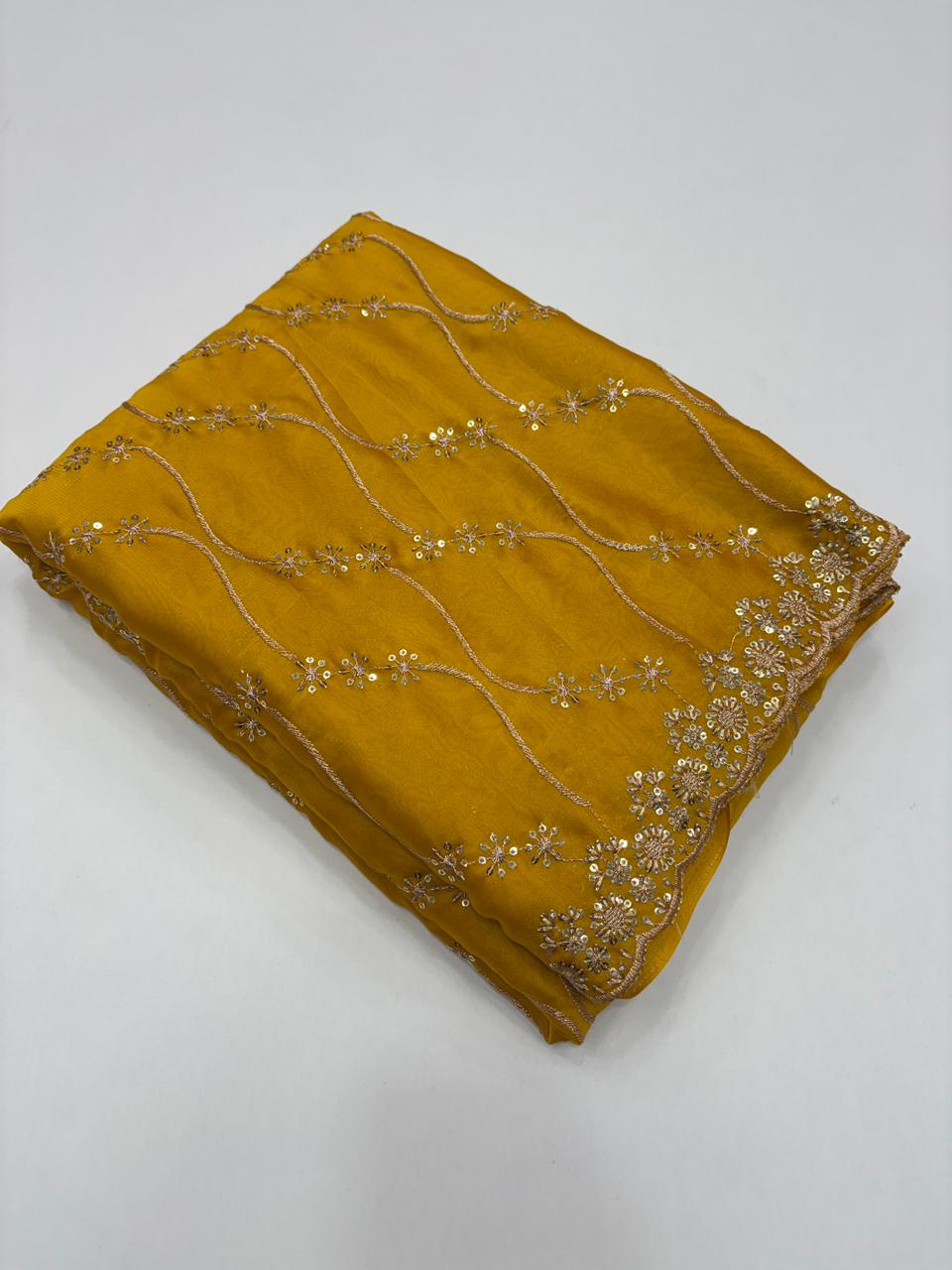Confounding Party Wear Satin Silk Sequence n Stunning Cut Work Fancy Saree With Adorned Blouse Piece