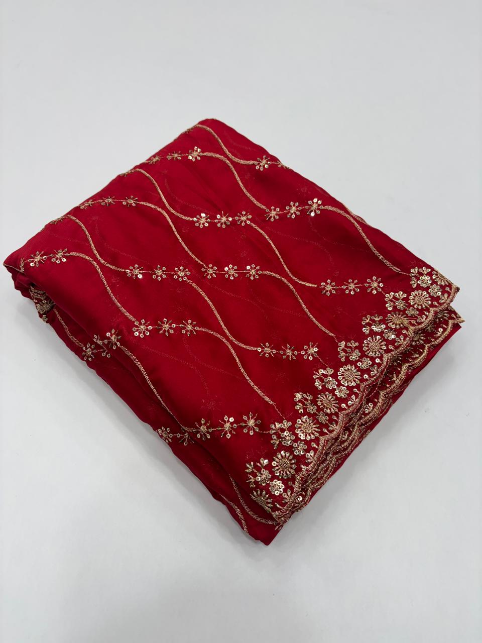 Confounding Party Wear Satin Silk Sequence n Stunning Cut Work Fancy Saree With Adorned Blouse Piece