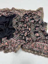 Load image into Gallery viewer, Heritage Function Wear Pure Satin Silk Ajrak Printed Rich Pallu n Lace Work Fancy Designer Saree
