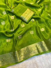 Load image into Gallery viewer, Admirable Wedding Wear Pure Soft Viscose Crepe Silk Jacquard Weaving Zari Work Fancy Designer Saree With Blouse
