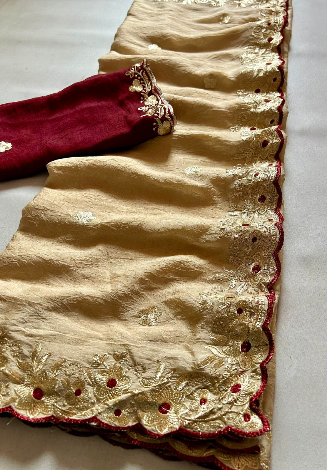 Alverina Party Wear Golden Colour Rangoli Crush Silk Sequence N Cut Work Border Fancy Designer Saree With Contrast Blouse Piece