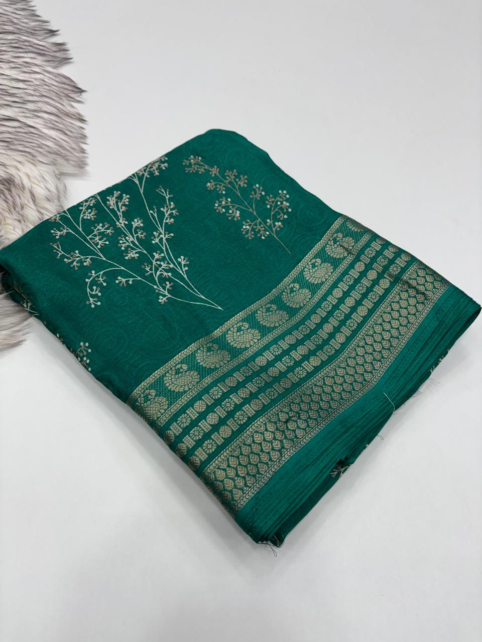Elegant Party Wear Pure Soft Silk Printed Saree With Rich Pallu n Matching Blouse Piece