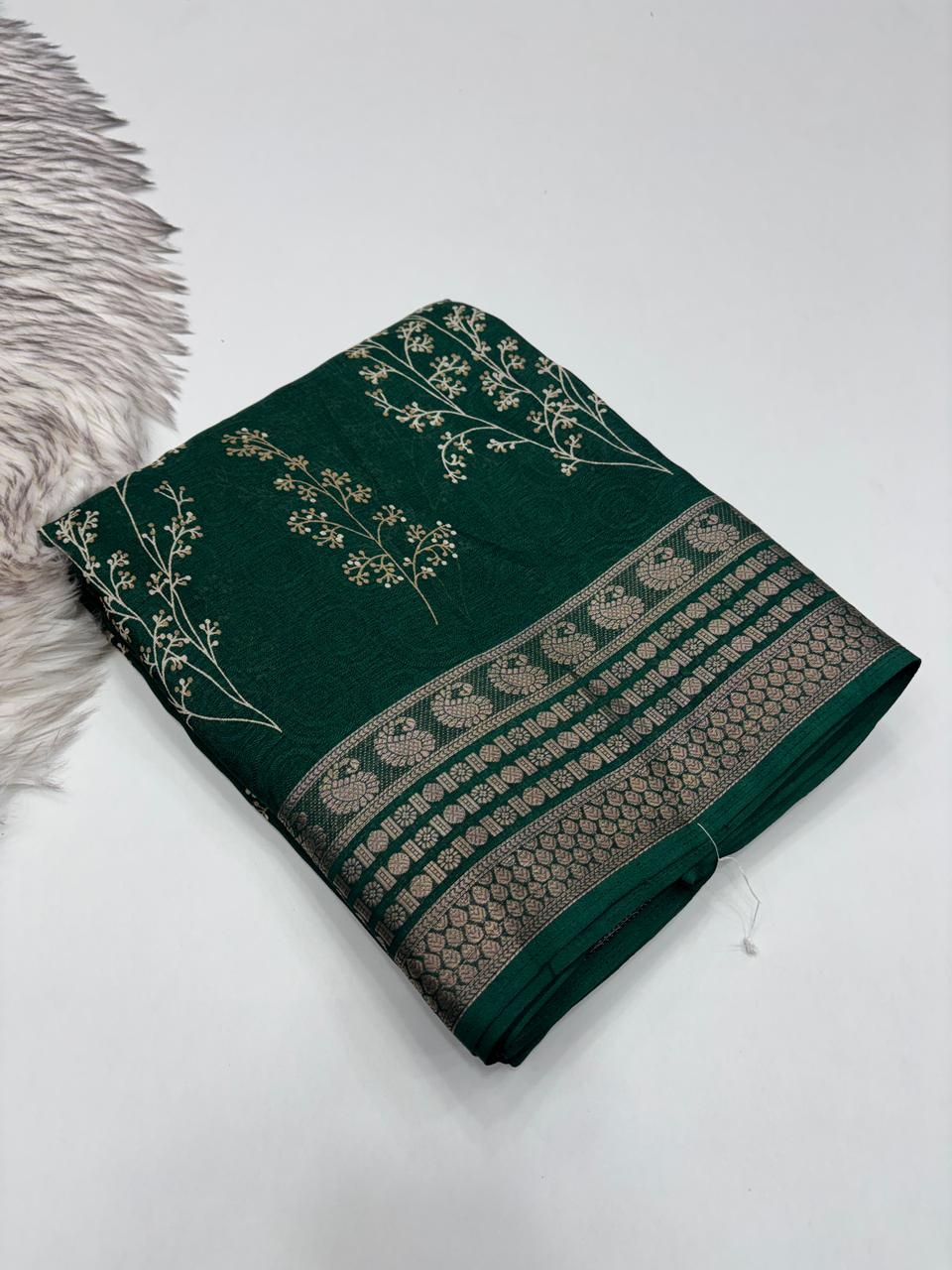 Elegant Party Wear Pure Soft Silk Printed Saree With Rich Pallu n Matching Blouse Piece