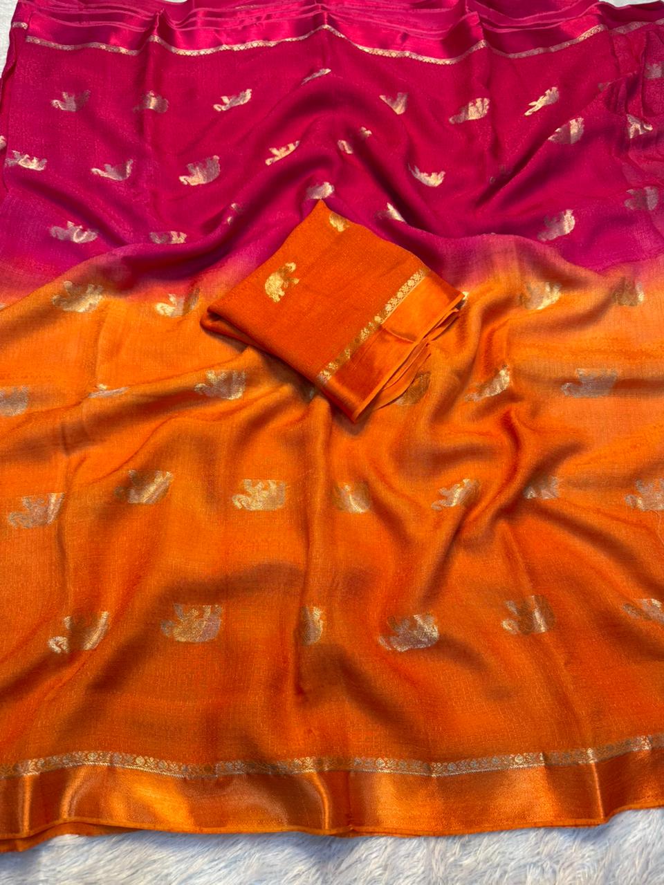 Contemporary Wedding Wear Pure Soft Viscose Silk Jacquard Design n Satin Border Fancy Designer Saree With Blouse Piece