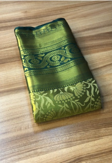New Wedding Wear Kanjivaram Silk Pure Zari Weaving with Beautiful Meena Weaving Saree