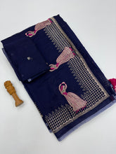 Load image into Gallery viewer, Effervescent Function Wear Soft Chanderi Cotton Silk Embroidery n Tussels Work Fancy Saree
