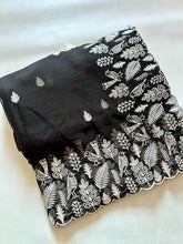 Load image into Gallery viewer, Mellifluous Function Wear Black Colour Organza Silk Embroidery n Cut Work Border Fancy Designer Saree For Wedding
