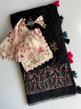 Load image into Gallery viewer, Attractive Function Wear Chanderi Cotton Embroidery n Tussels Work Fancy Designer Saree With Stitched Blouse
