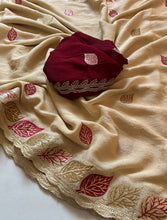 Load image into Gallery viewer, Excellent Wedding Wear Rangoli Crush Silk Sequence N Cut Work Border Designer Saree With Contrast Blouse Piece
