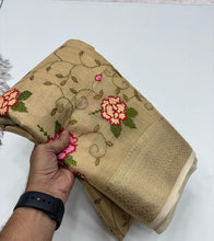 Load image into Gallery viewer, Exquisite Festive Wear Pure Silk Jacquard Border Embroidery Work Designer Saree With Blouse  Piece
