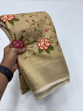 Load image into Gallery viewer, Exquisite Festive Wear Pure Silk Jacquard Border Embroidery Work Designer Saree With Blouse  Piece
