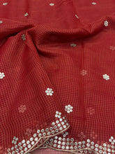 Load image into Gallery viewer, Luxuriant Party Wear Pure Kota Chex Design Embroidery Paper Work Fancy Designer Saree With Blouse Piece
