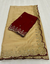 Load image into Gallery viewer, Opulent Wedding Wear Georgette Sequence Work Designer Saree With Contrast Blouse Piece
