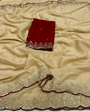 Load image into Gallery viewer, Opulent Wedding Wear Georgette Sequence Work Designer Saree With Contrast Blouse Piece
