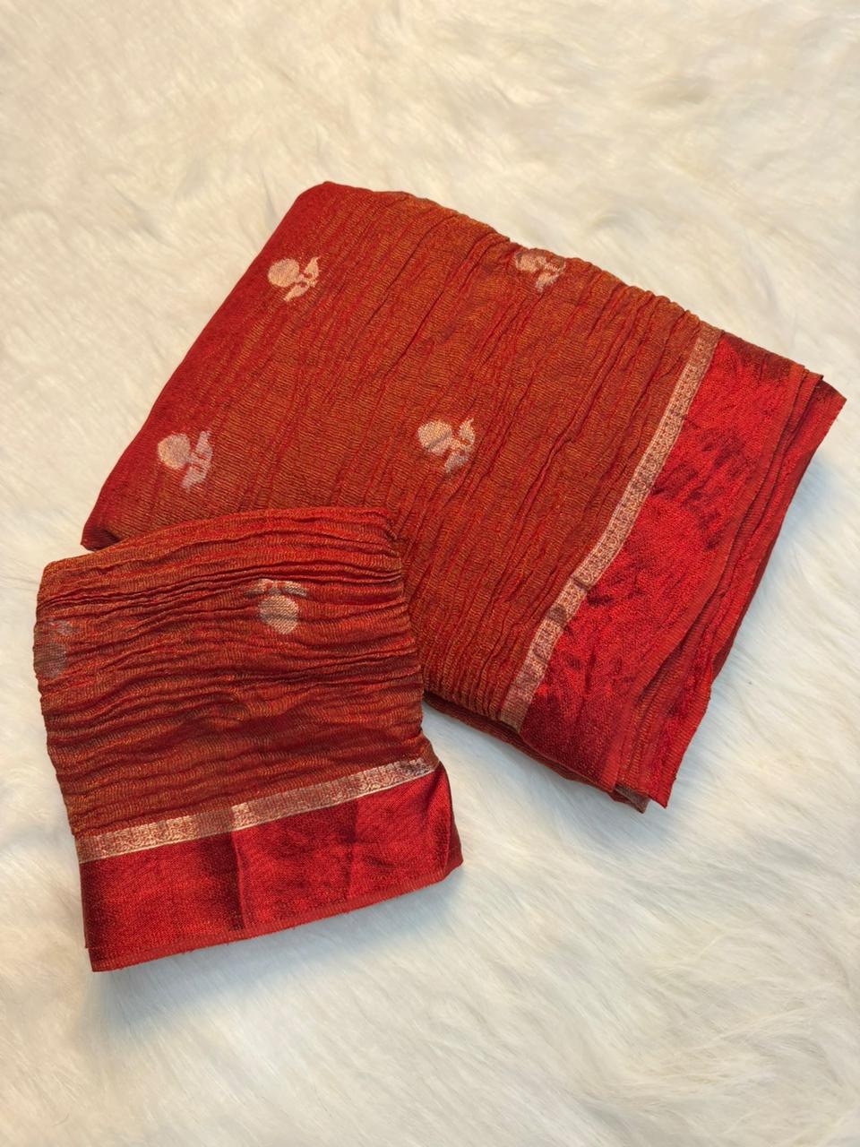 Marvellous Wedding Wear Viscose Tissue Weaving Silk Zari Work Fancy Designer Saree With Blouse