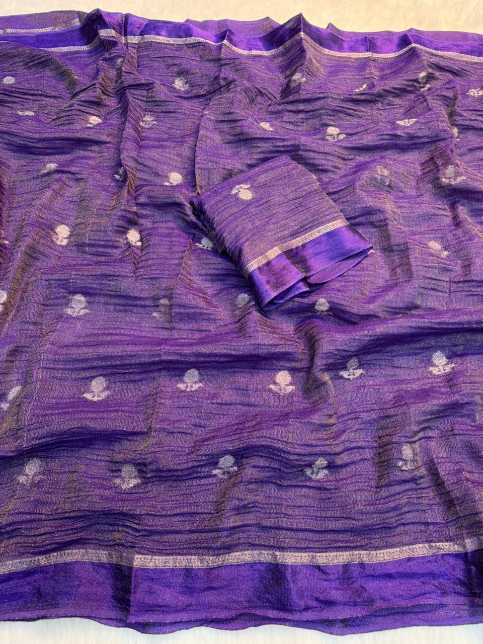 Marvellous Wedding Wear Viscose Tissue Weaving Silk Zari Work Fancy Designer Saree With Blouse