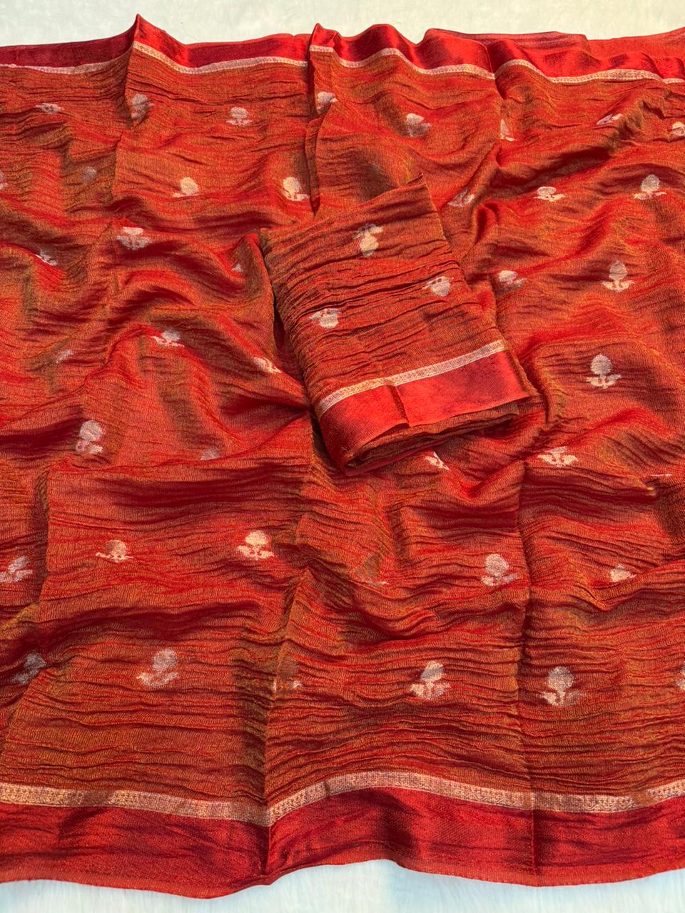 Marvellous Wedding Wear Viscose Tissue Weaving Silk Zari Work Fancy Designer Saree With Blouse