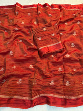 Load image into Gallery viewer, Marvellous Wedding Wear Viscose Tissue Weaving Silk Zari Work Fancy Designer Saree With Blouse
