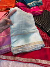 Load image into Gallery viewer, Glorious Party Wear Pure Viscose Georgette With Satin Border Small Chex Fancy Designer Saree For Women
