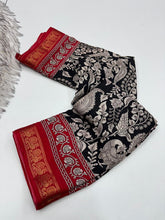 Load image into Gallery viewer, Artistic Function Wear Pure Soft Dola Silk Designer Print Mangalkari Border Fancy Saree With Elegant Blouse Piece
