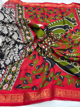 Load image into Gallery viewer, Artistic Function Wear Pure Soft Dola Silk Designer Print Mangalkari Border Fancy Saree With Elegant Blouse Piece
