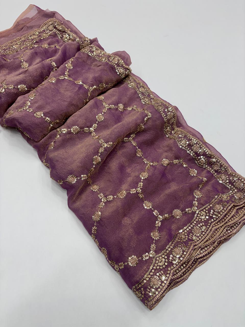 Delightful Function Wear Soft Silk Embriodery n Stunning Cut Work Fancy Saree With Adorned Blouse Piece