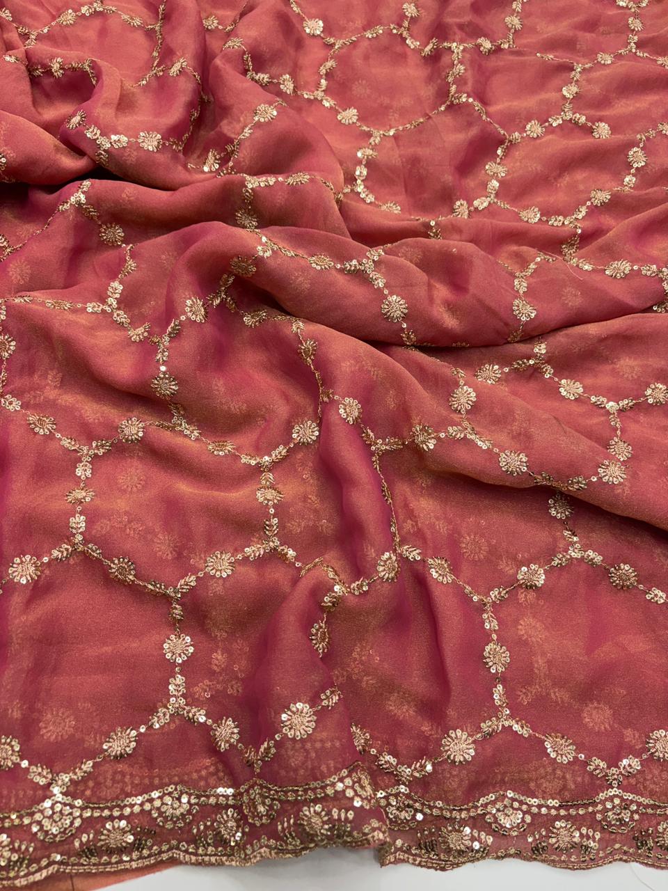 Delightful Function Wear Soft Silk Embriodery n Stunning Cut Work Fancy Saree With Adorned Blouse Piece