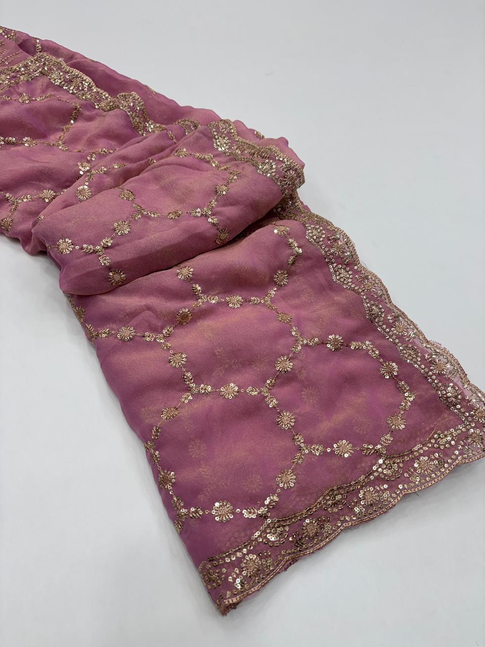 Delightful Function Wear Soft Silk Embriodery n Stunning Cut Work Fancy Saree With Adorned Blouse Piece