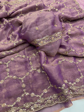 Load image into Gallery viewer, Delightful Function Wear Soft Silk Embriodery n Stunning Cut Work Fancy Saree With Adorned Blouse Piece
