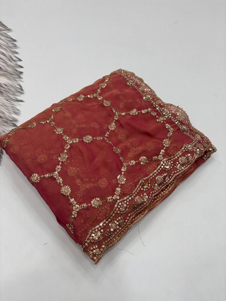 Delightful Function Wear Soft Silk Embriodery n Stunning Cut Work Fancy Saree With Adorned Blouse Piece