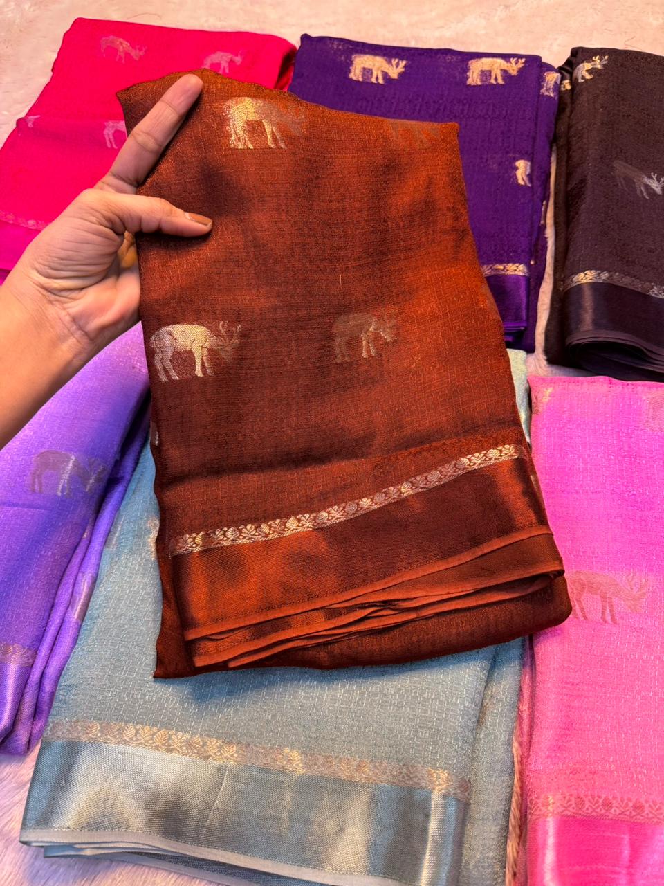 Scrupulous Wedding Wear Soft Viscose Silk Jacquard Design n Satin Border Fancy Designer Saree With Blouse Piece