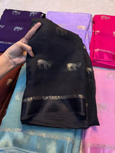 Load image into Gallery viewer, Scrupulous Wedding Wear Soft Viscose Silk Jacquard Design n Satin Border Fancy Designer Saree With Blouse Piece
