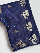 Load image into Gallery viewer, Attractive Function Wear Soft Chanderi Cotton Silk Embroidery n Tussels Work Fancy Saree With Elegnt Blouse Piece
