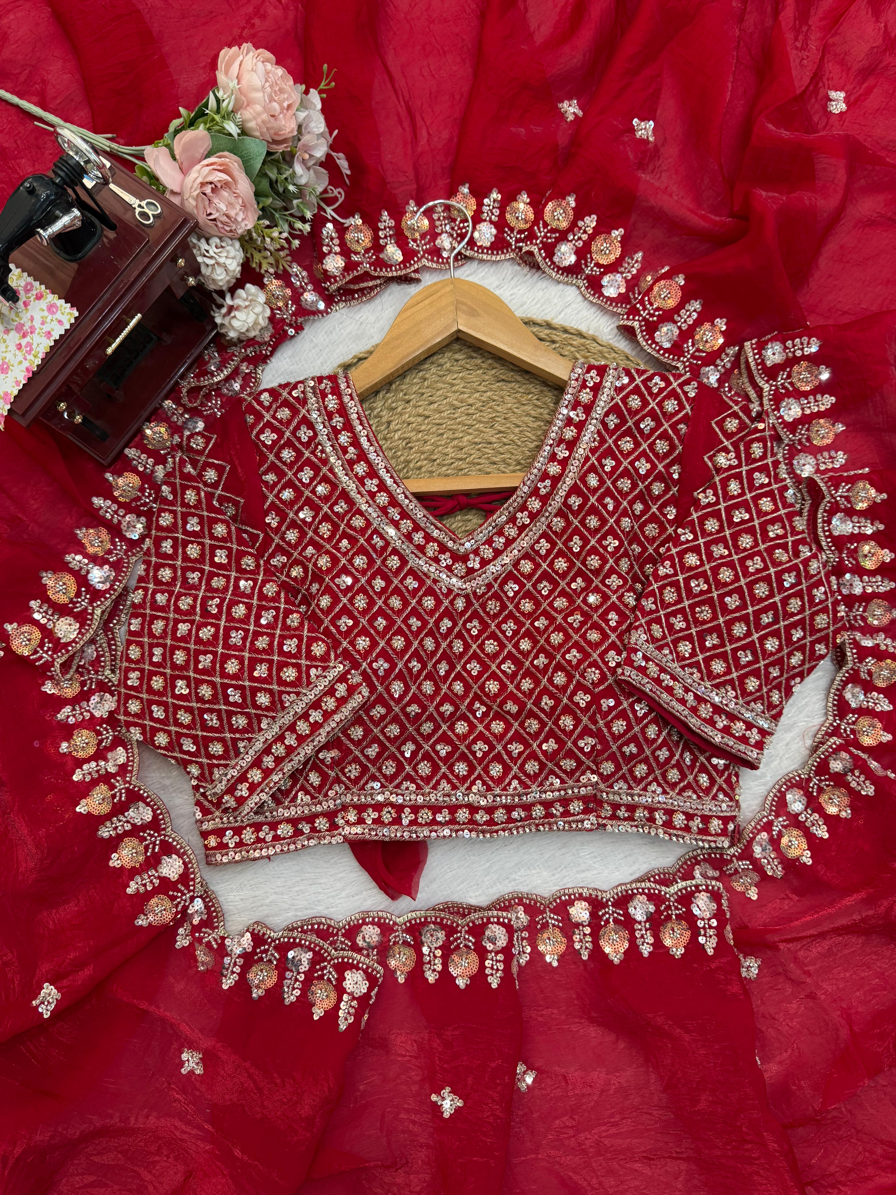Heritage Party Wear Silk Fabric Beds Thread n Sequence Work Fancy Designer Saree With Unstitched Blouse