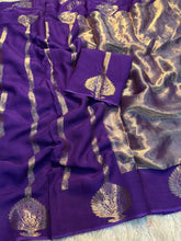 Load image into Gallery viewer, Adorning Wedding Wear Pure Viscose Dola Silk Jacquard Zari Weaving Work Fancy Designer Saree For Ocassion
