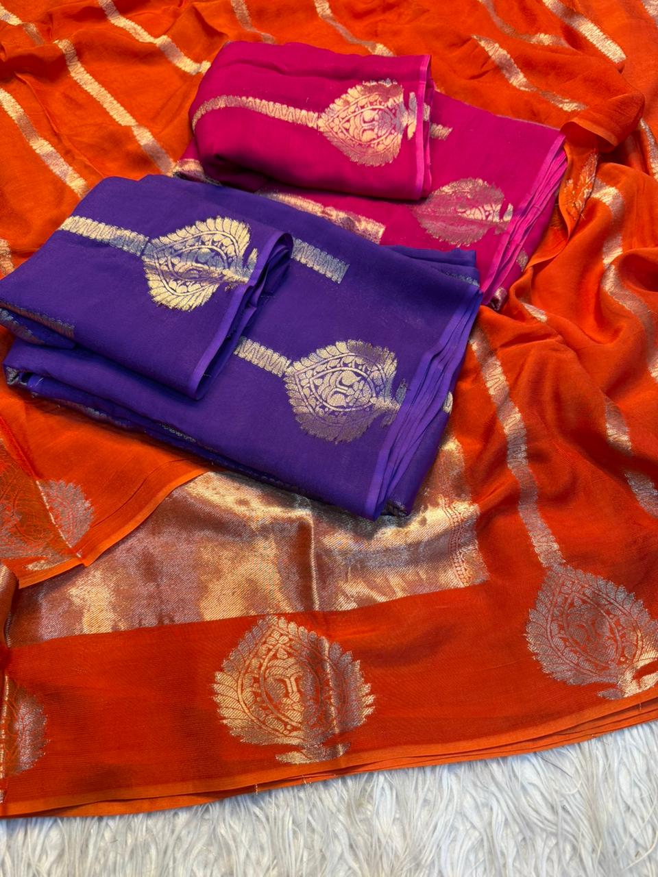 Adorning Wedding Wear Pure Viscose Dola Silk Jacquard Zari Weaving Work Fancy Designer Saree For Ocassion