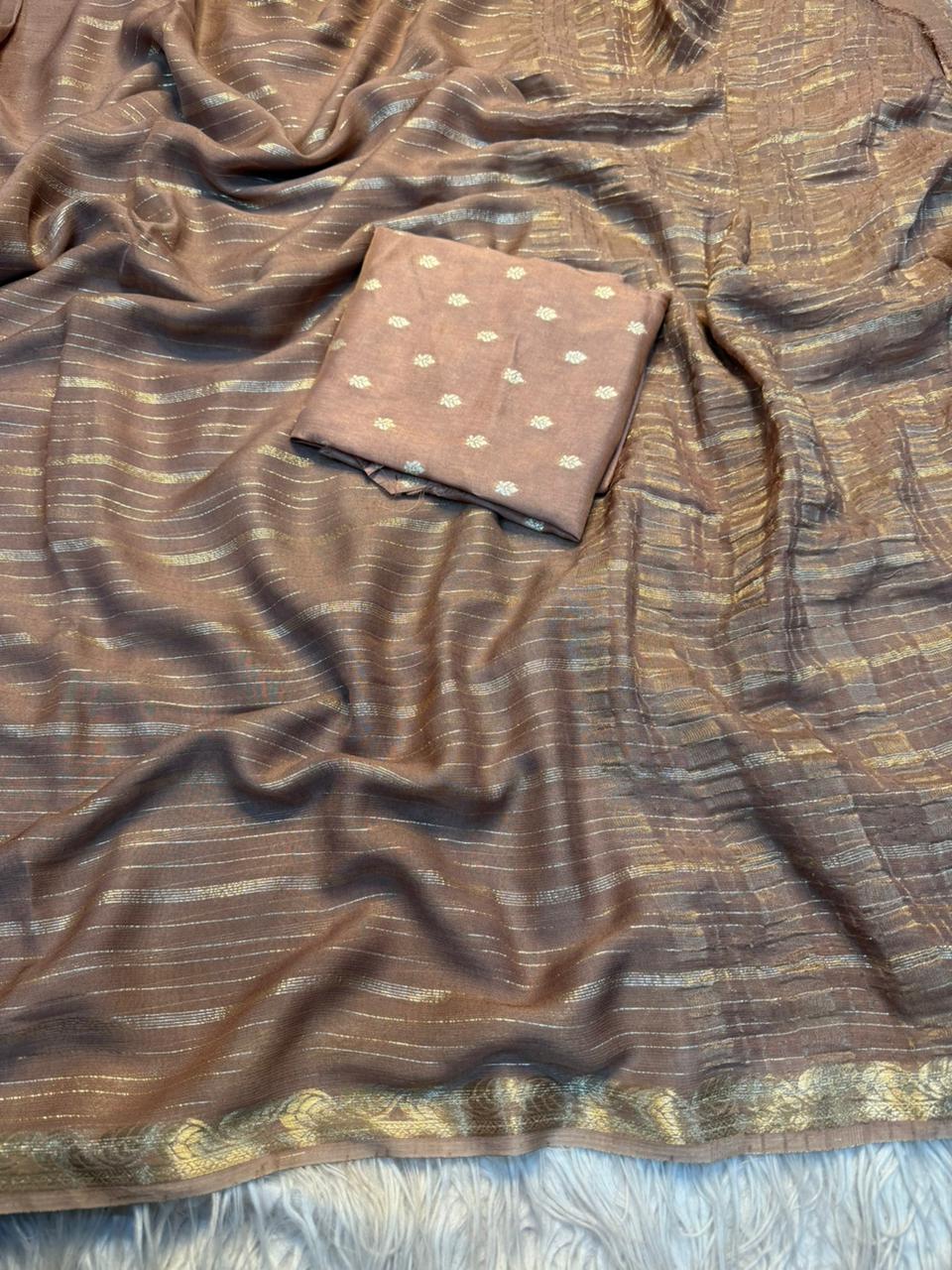 Adorable Party Wear Pure Viscose Jacquard Design n Border Fancy Designer Saree With Elegant Blouse Piece