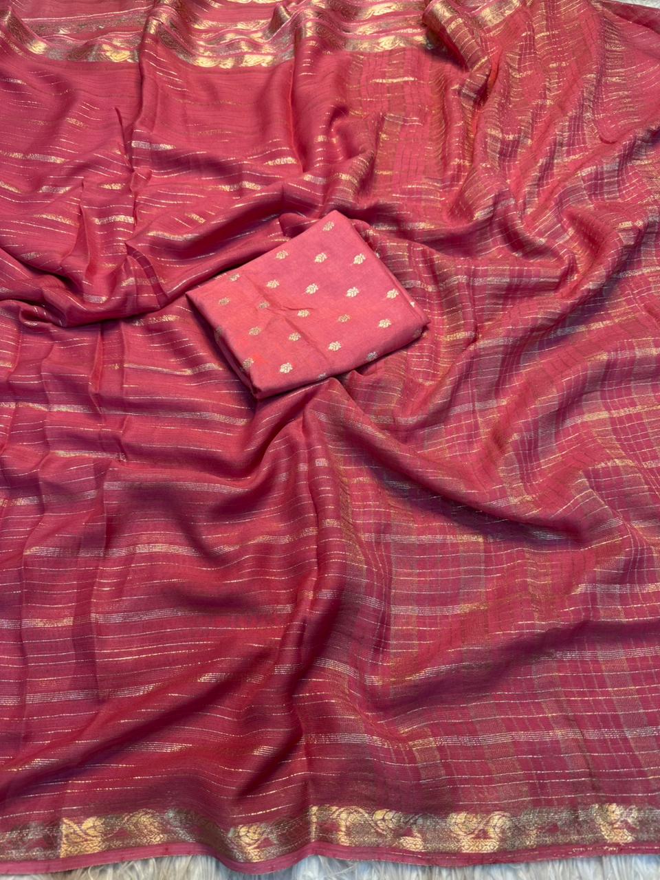 Adorable Party Wear Pure Viscose Jacquard Design n Border Fancy Designer Saree With Elegant Blouse Piece