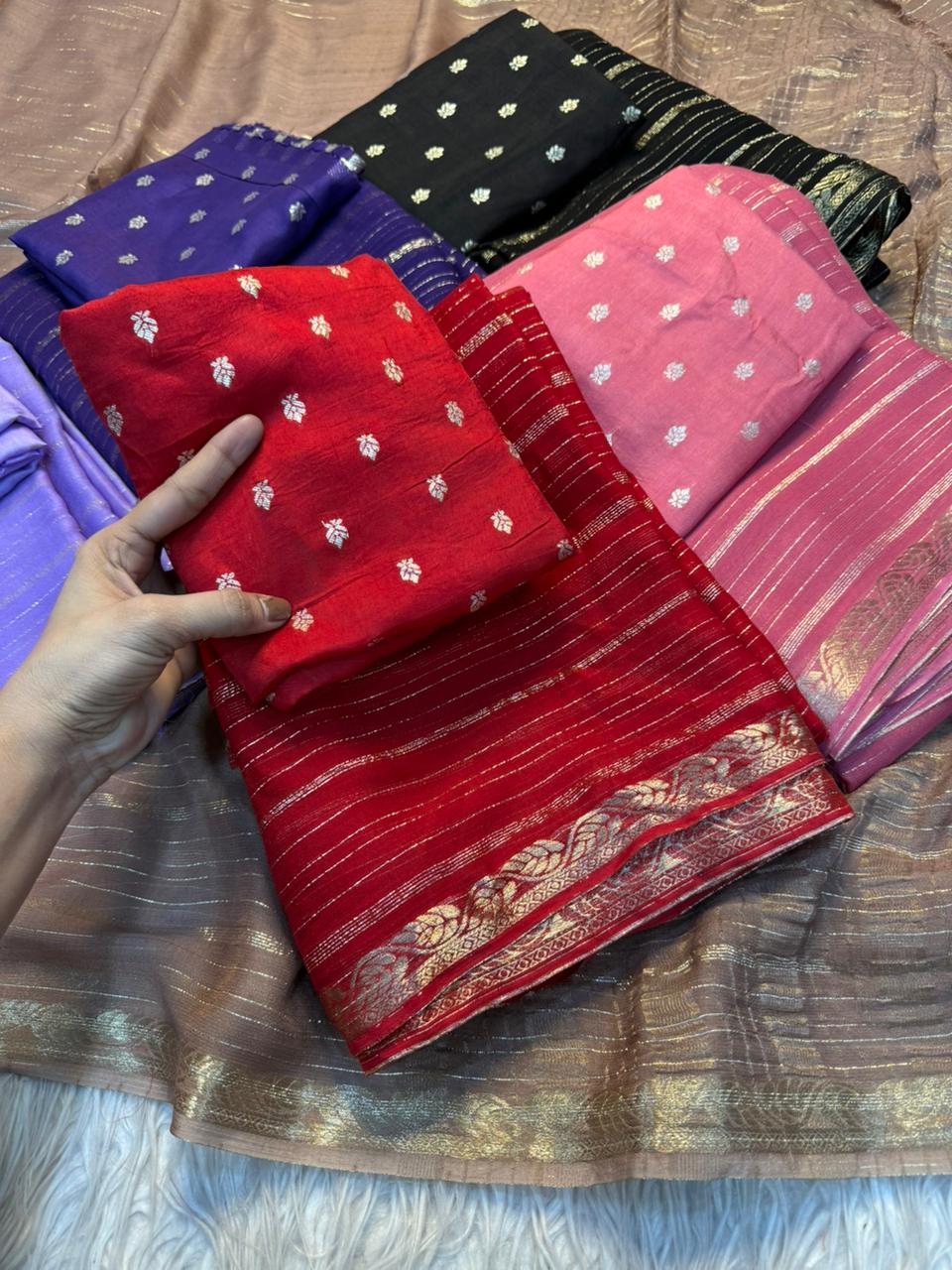 Adorable Party Wear Pure Viscose Jacquard Design n Border Fancy Designer Saree With Elegant Blouse Piece